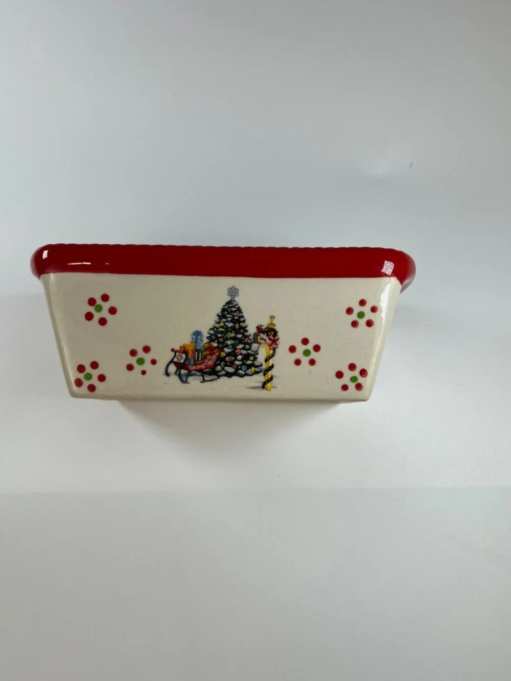 Temptations By Tara 12 OZ Mini Loaf Pan Christmas Holiday Motif Bakeware